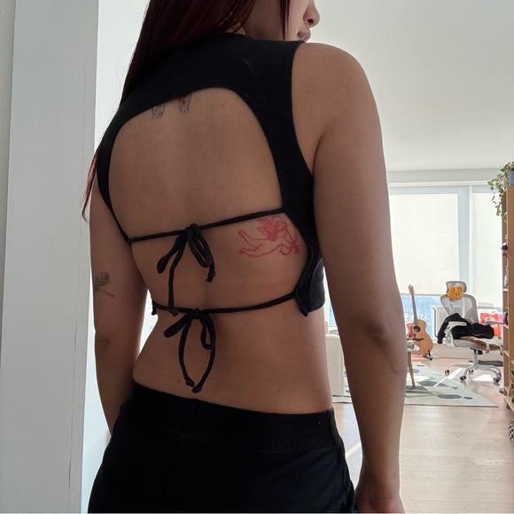 Reformation Other - Reformation Black Open-Back Tie Bandeau Top
